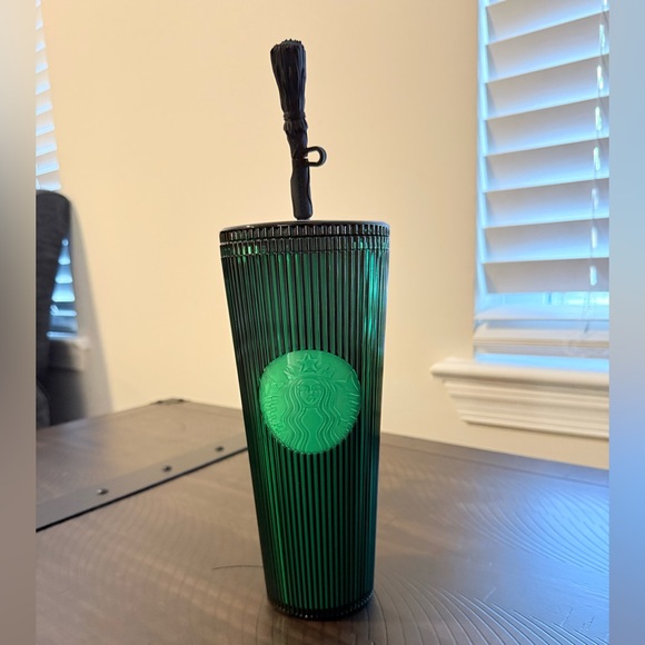 NWT - Starbucks Wicked Elphaba Tumbler w/Broom Topper - Glow in the Dark - Picture 2 of 5